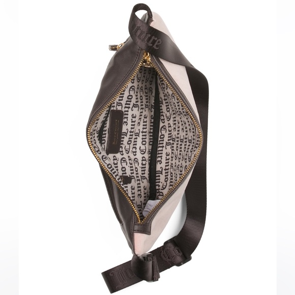 JUICY COUTURE Dusty Blush/Chocol Logo Velour Fanny Bag - Picture 3 of 5